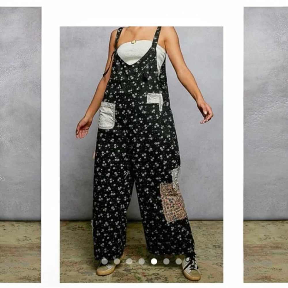 POL Floral Denim Overalls